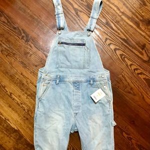 TOPMAN Light Wash Denim Dungarees
